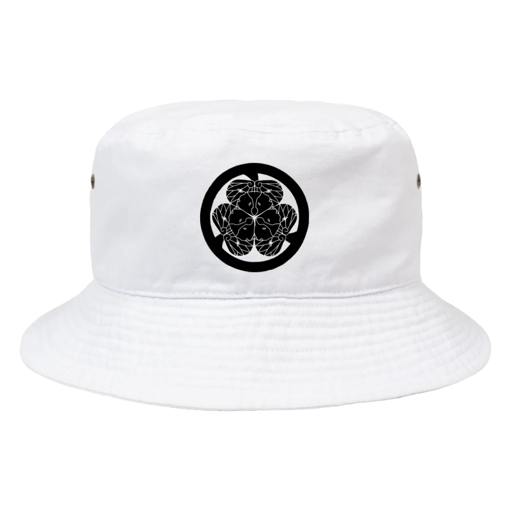 『Nothing Is Real』-- IN SUZURIの動物家紋。H.T.（三つ葉葵ハシビロコウ）黒 Bucket Hat