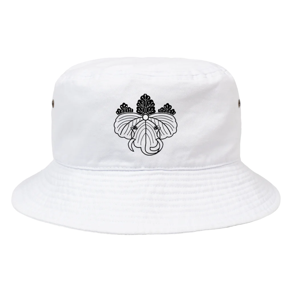 『Nothing Is Real』-- IN SUZURIの動物家紋。H.T.（桐にゾウ）黒 Bucket Hat