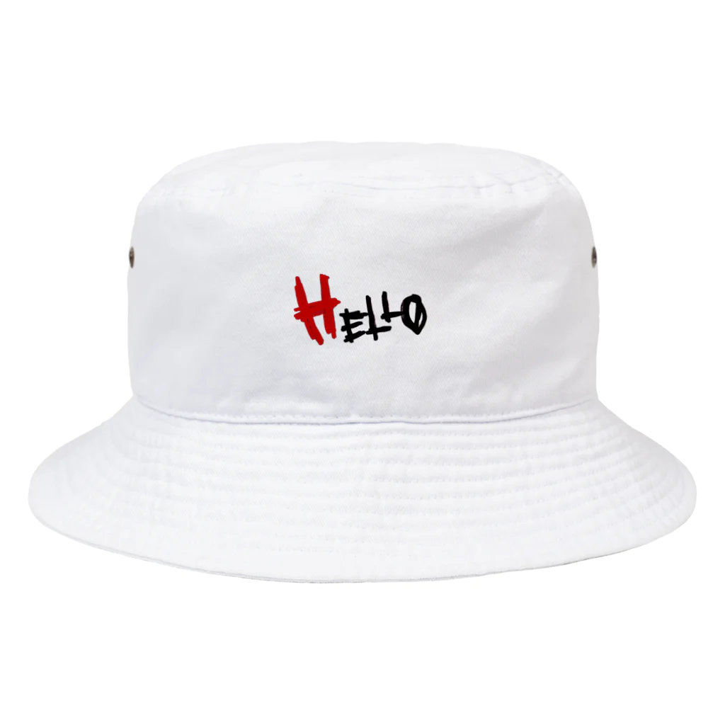 AIC(ｱｲｸ)のHELLO(赤字+黒字) Bucket Hat
