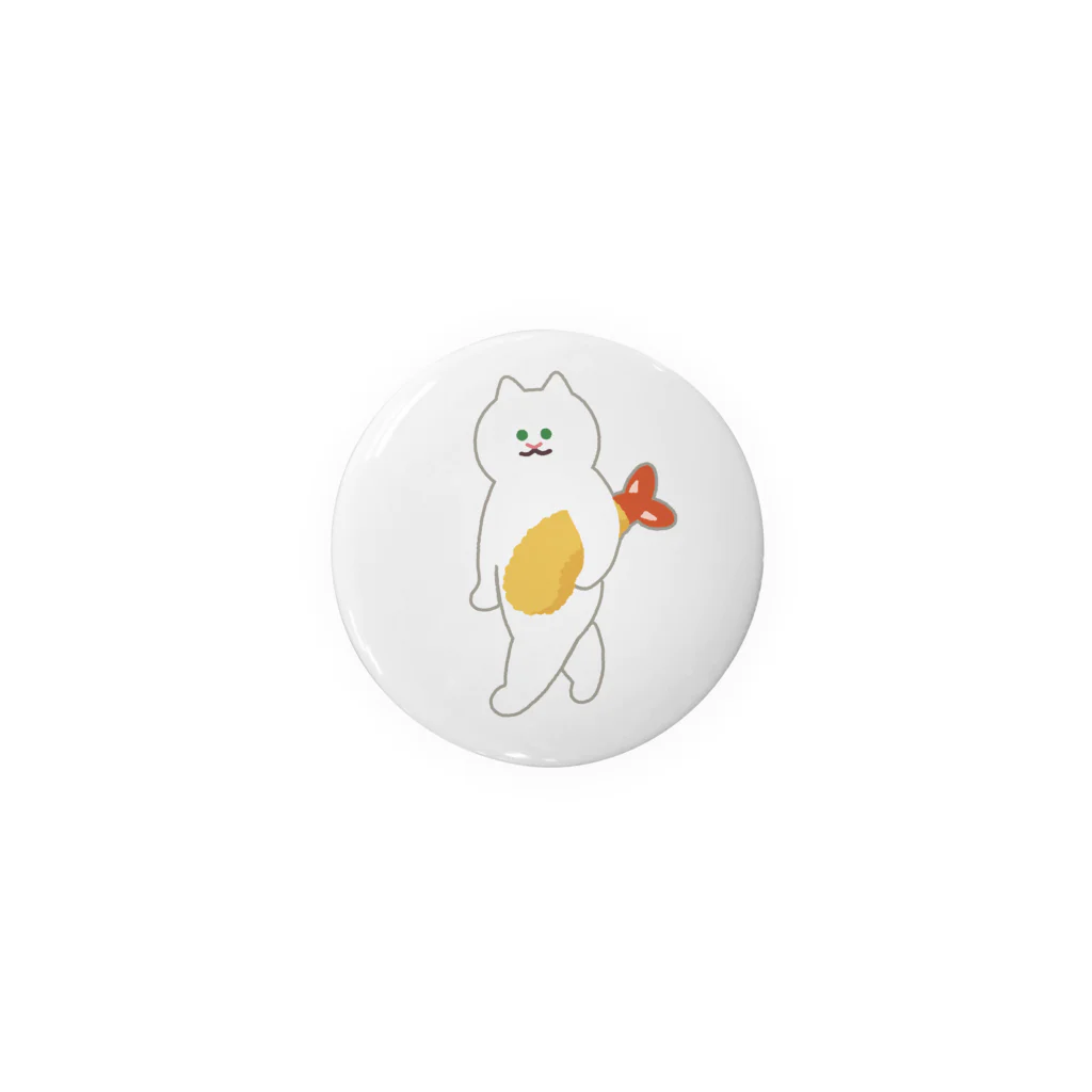 SUIMINグッズのお店のエビフライをさわやかに運ぶねこ Tin Badge