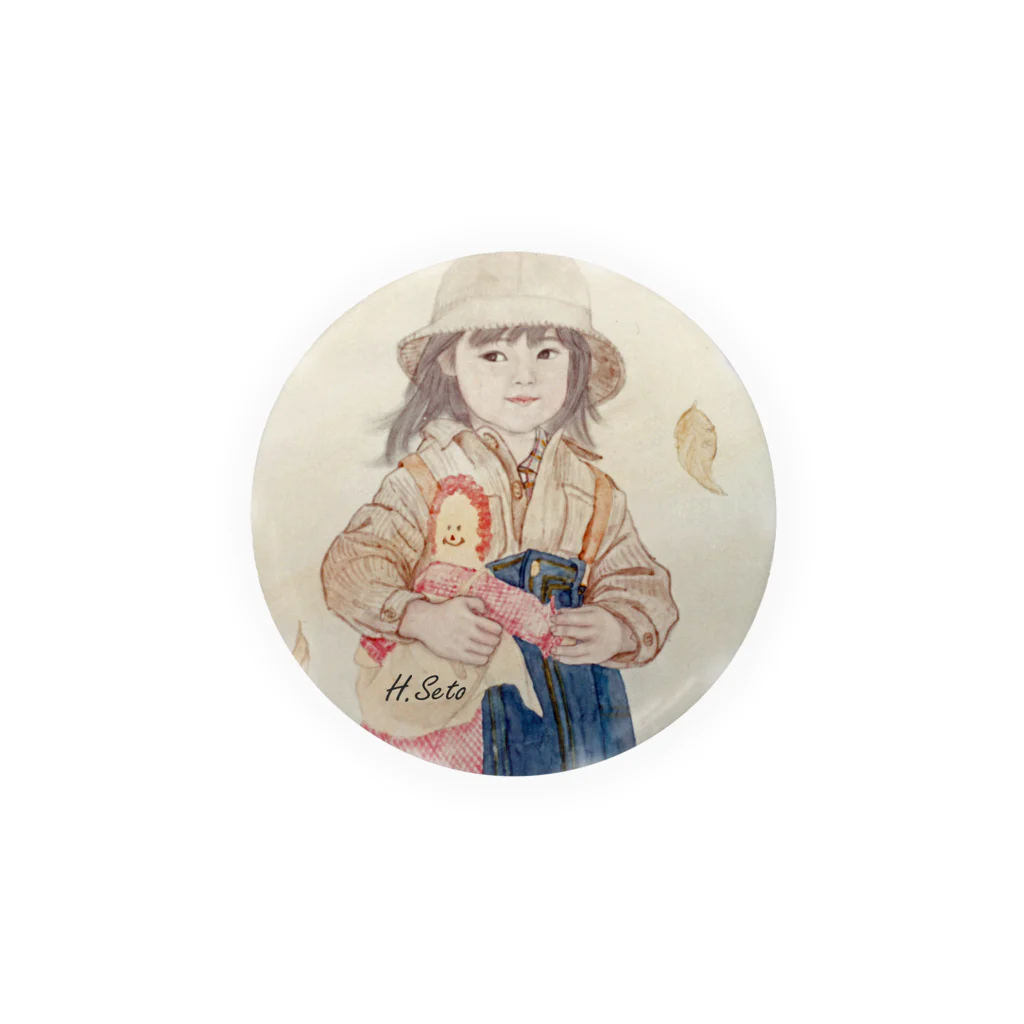 あとりえ・せとの秋・女の子 Tin Badge
