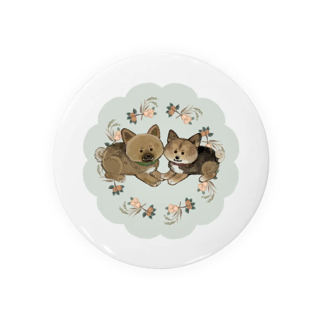 背景🌸おもちちゃん＆あんずちゃん🌸 Tin Badge by