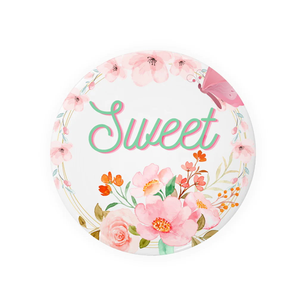 Japan  KAWAIIのフローラルリース Tin Badge