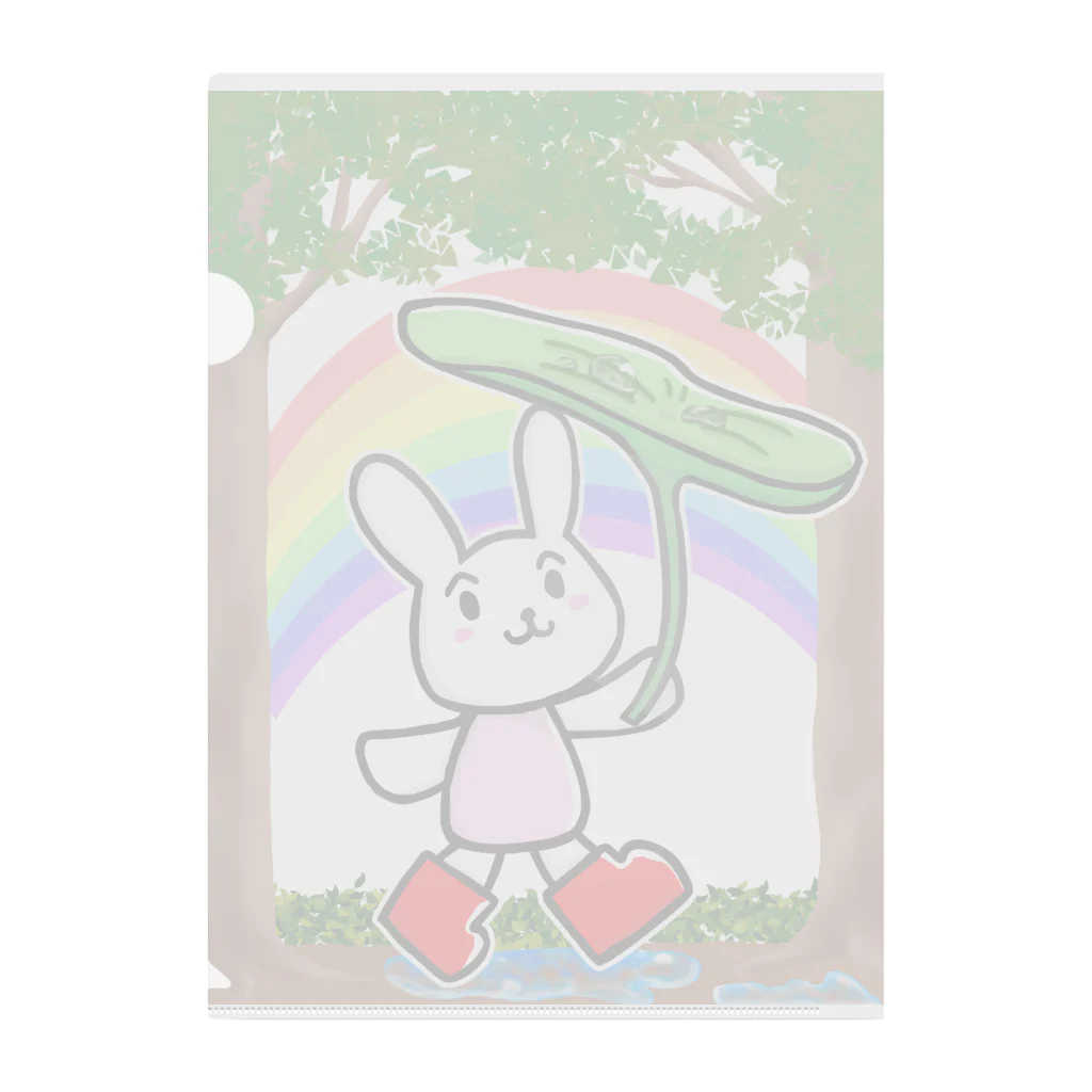 ウサギヤの梅雨空ぐびっと Clear File Folder