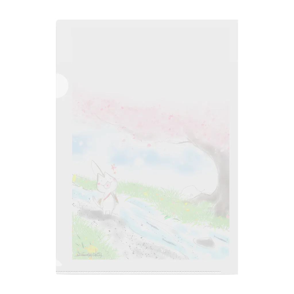似顔絵師のくまさんのちいたん春ほのぼのイラストクリアファイル Clear File Folder