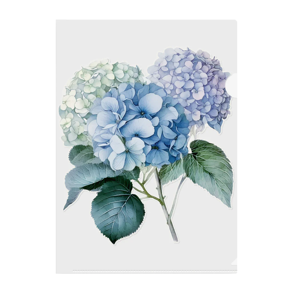 三本の紫陽花の水彩画[背景無し] 클리어파일 by botanicalartAI