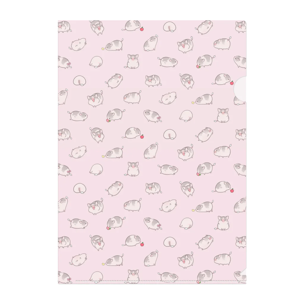しらたまちゃんSHOPu〜🐽のいっぱいしらたまちゃん 裏面ヒヨコ （ピンク） Clear File Folder