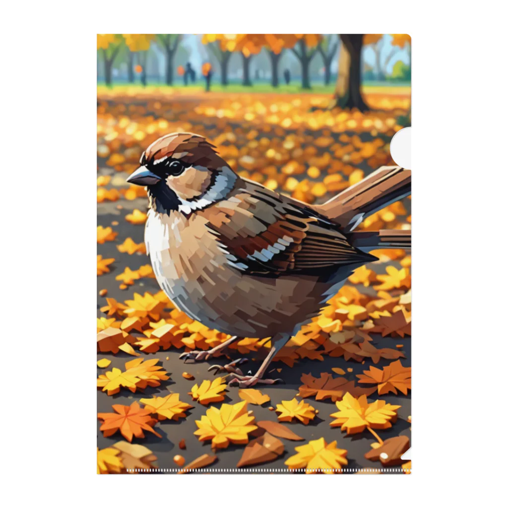 TraditionJapaneseのドット絵のスズメ Clear File Folder