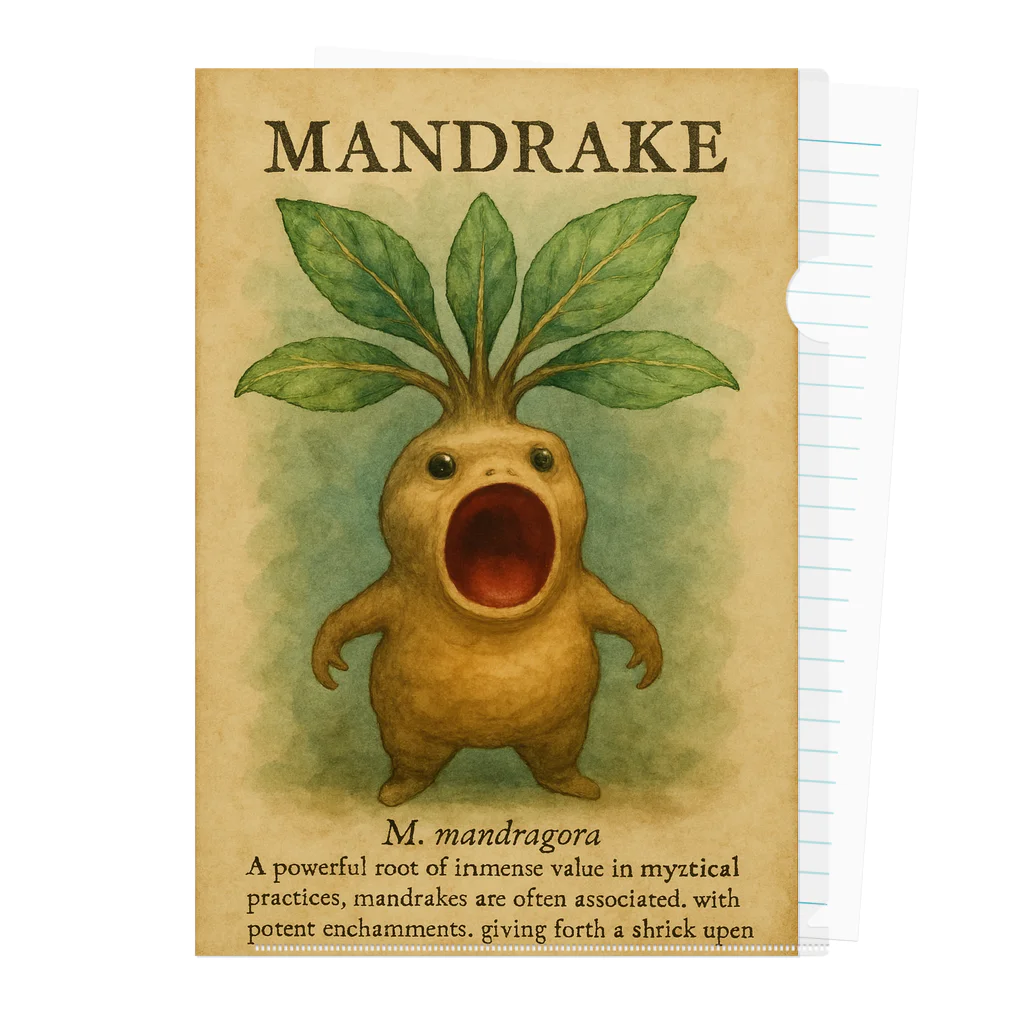 beastyの魔法植物図鑑「マンドレイク」イラスト Clear File Folder