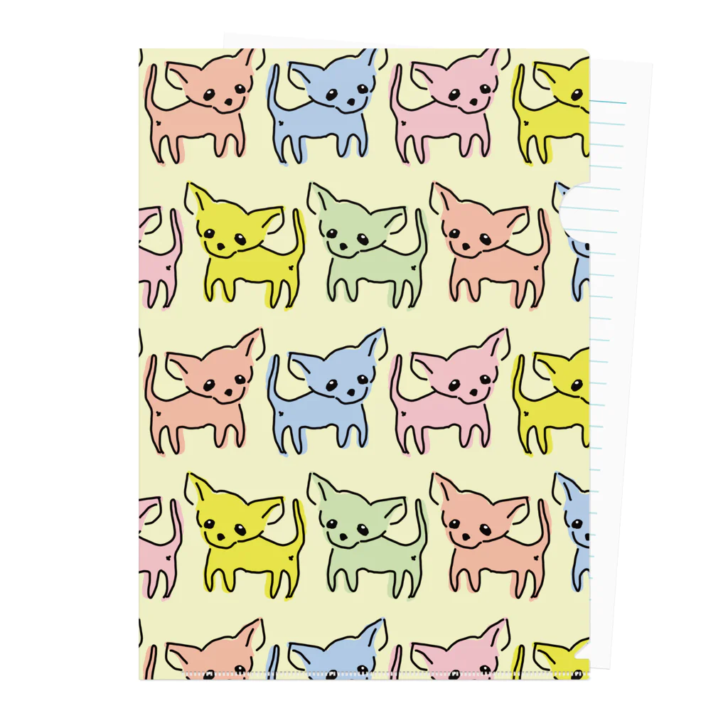 akane_art（茜音工房）のゆるチワワ（ポップ） Clear File Folder