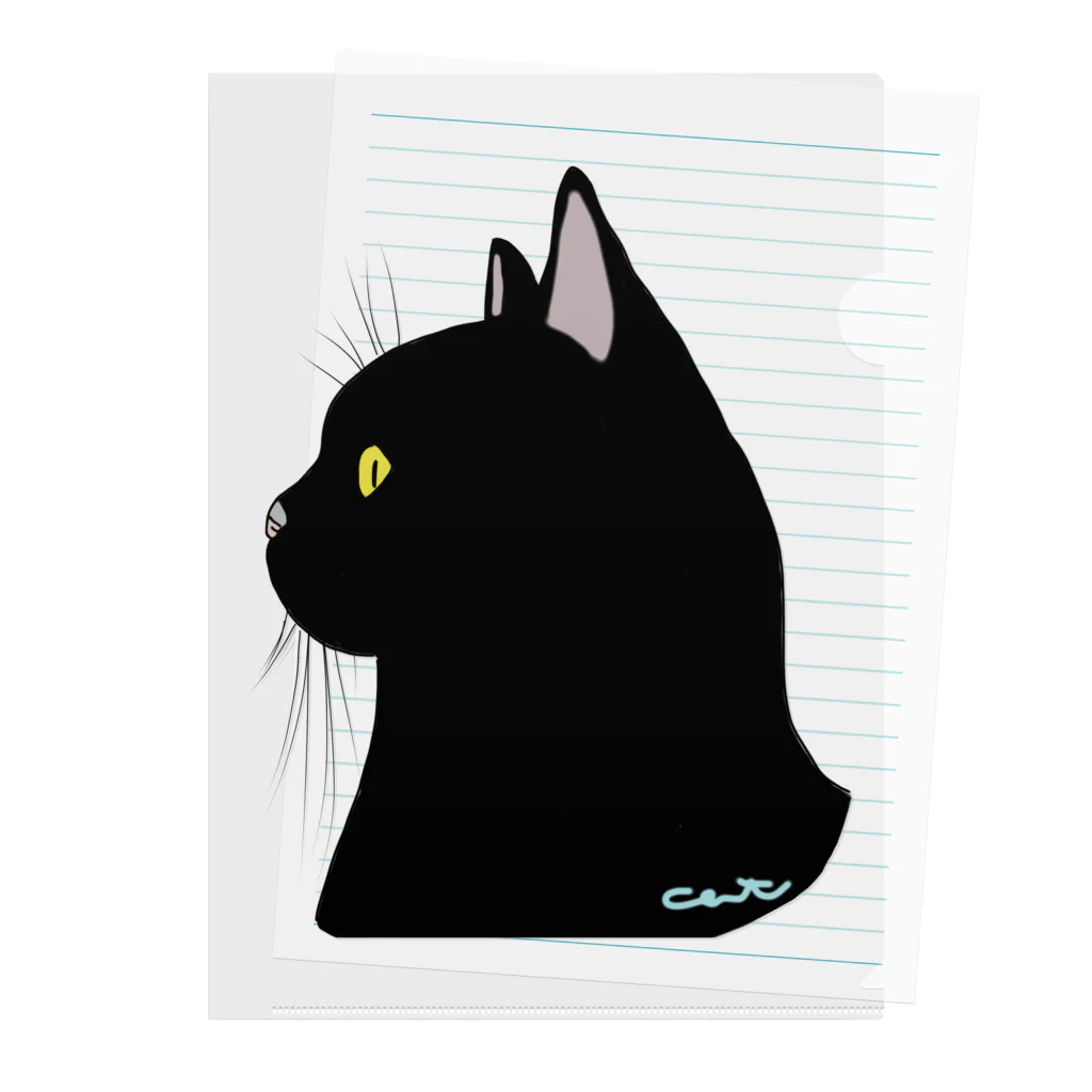 黒猫 白猫 横顔 / 小鳥と映画館 ( kotori_to_eigakan )のクリアファイル通販 ∞ SUZURI（スズリ）