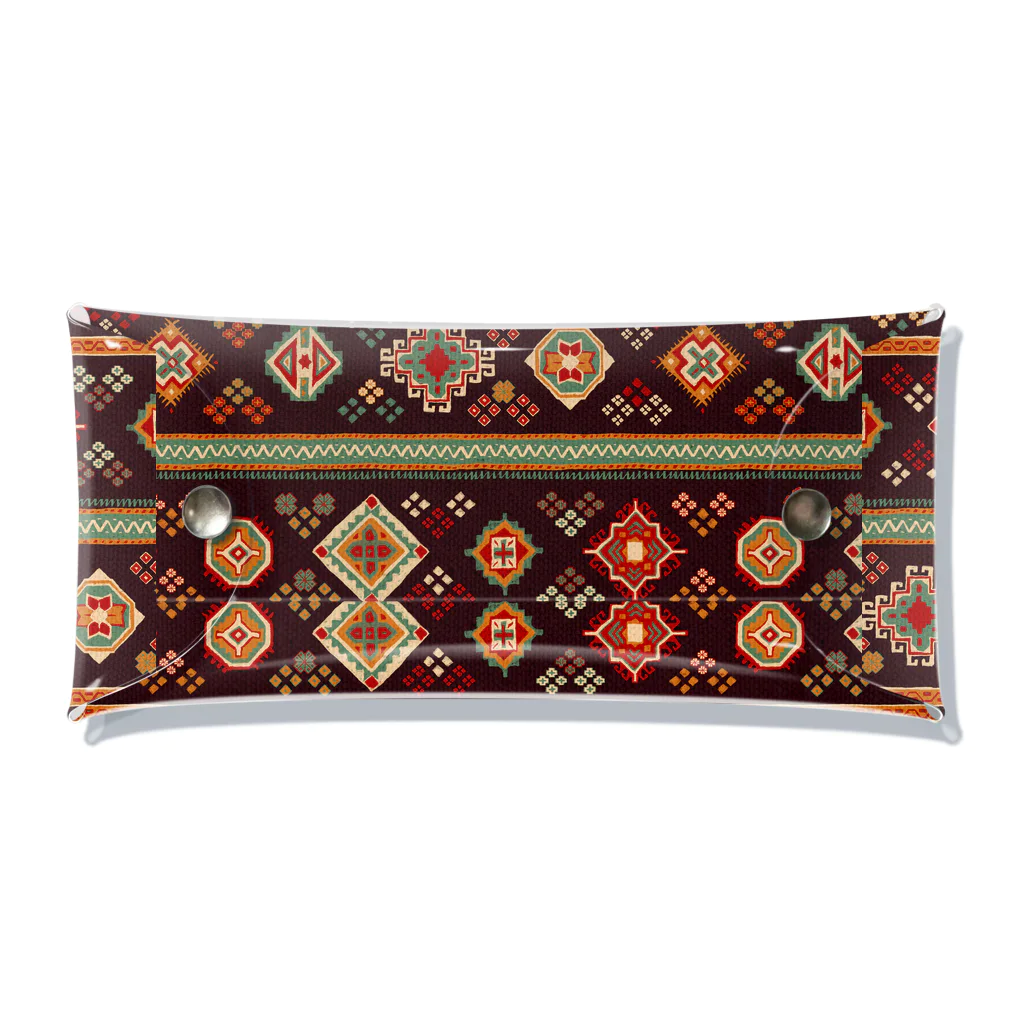 IZANAMI by Akane Yabushitaのコーカサス絨毯・ストライプ（ウォルナッツ） Clear Multipurpose Case