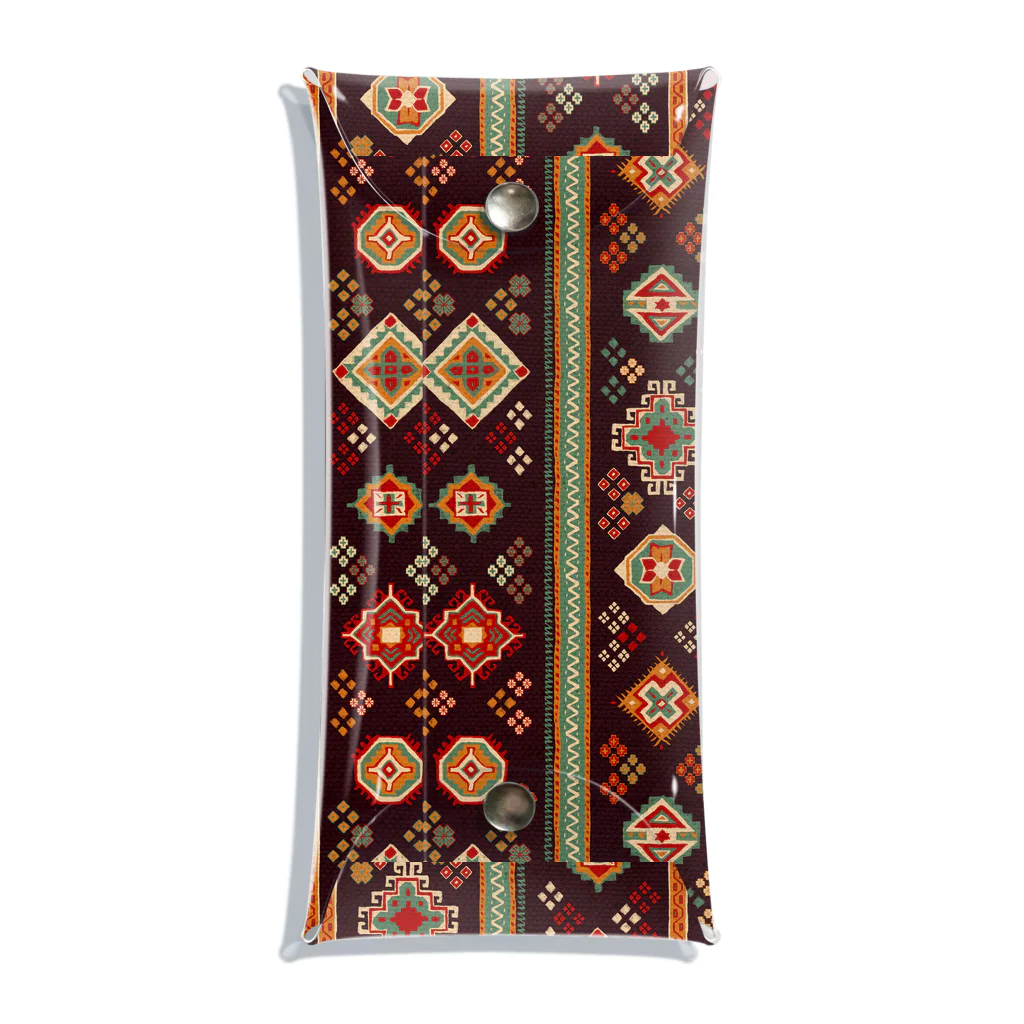 IZANAMI by Akane Yabushitaのコーカサス絨毯・ストライプ（ウォルナッツ） Clear Multipurpose Case