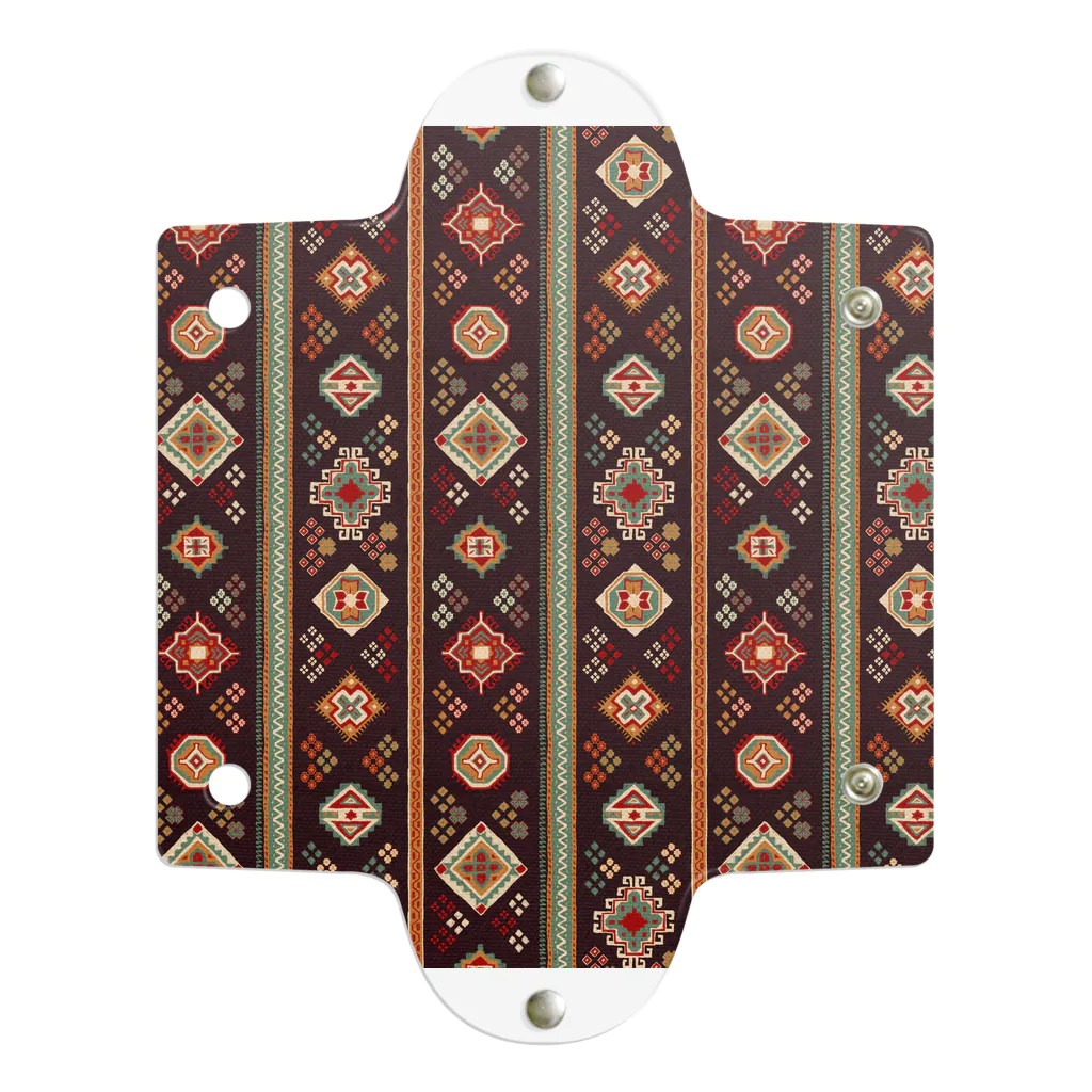 IZANAMI by Akane Yabushitaのコーカサス絨毯・ストライプ（ウォルナッツ） Clear Multipurpose Case