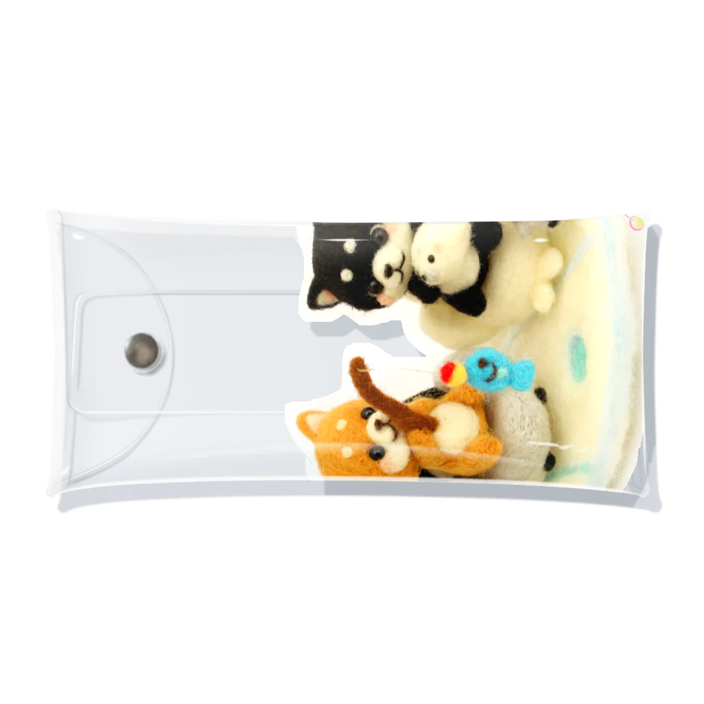 ちまちま羊毛フェルト（グッズ）のまめしば釣り Clear Multipurpose Case