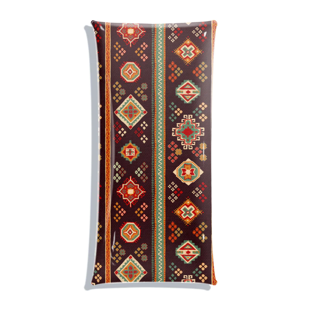 IZANAMI by Akane Yabushitaのコーカサス絨毯・ストライプ（ウォルナッツ） Clear Multipurpose Case