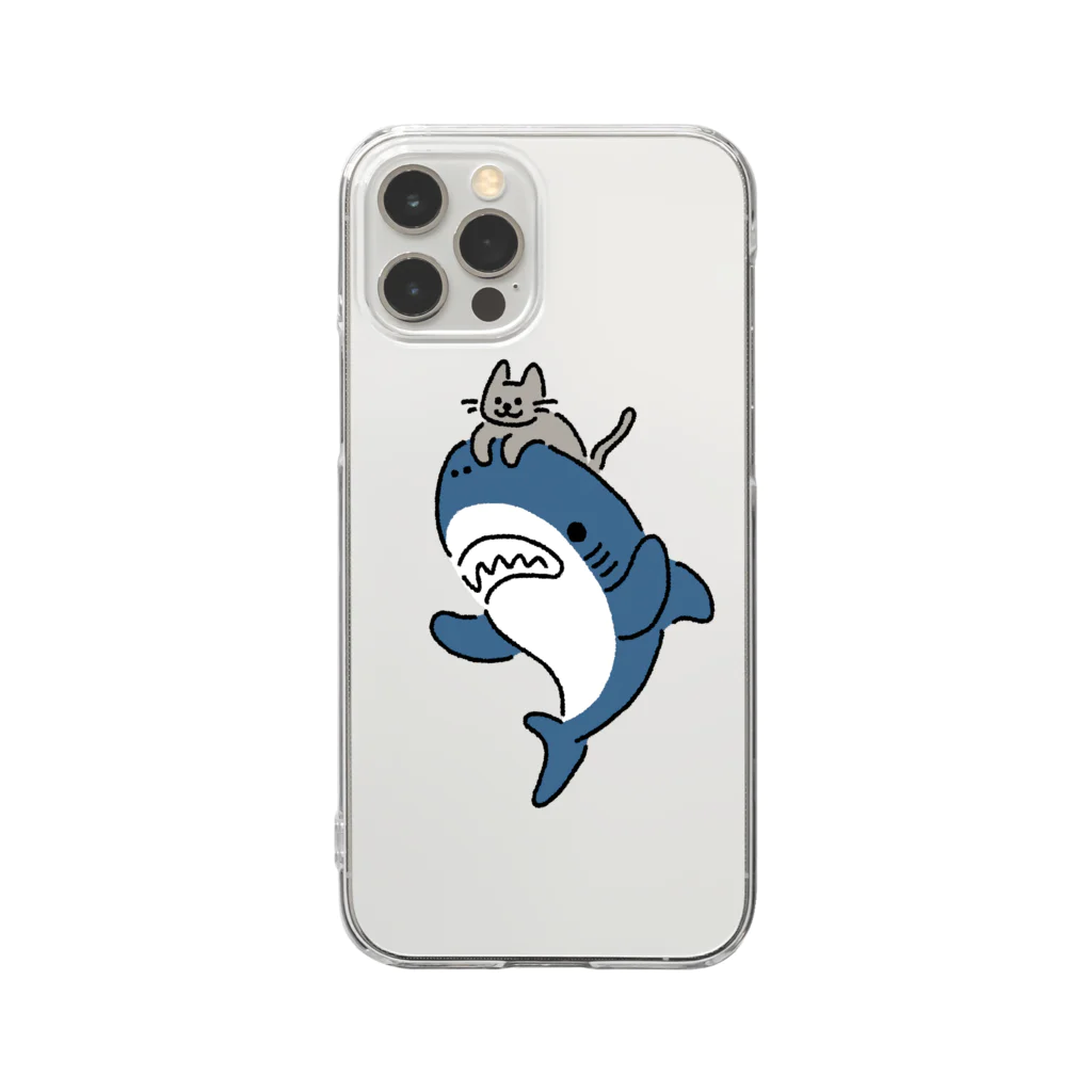 サメ わりとおもいのネコをかぶるサメ Clear Smartphone Case