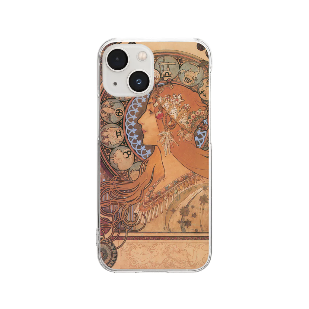 SONOTENI-ARTの014-003　アルフォンス・ミュシャ　『黄道十二宮』　クリア　スマホケース　iPhone 13mini/12mini/11Pro専用デザイン　CC4 Clear Smartphone Case