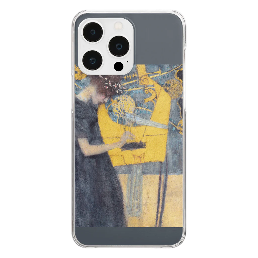 SONOTENI-ARTの001-003　グスタフ・クリムト　『音楽Ⅰ』　クリア　スマホケース　iPhone 14ProMax/14Plus/13ProMax/12ProMax/11ProMax専用デザイン　CC5-2 Clear Smartphone Case