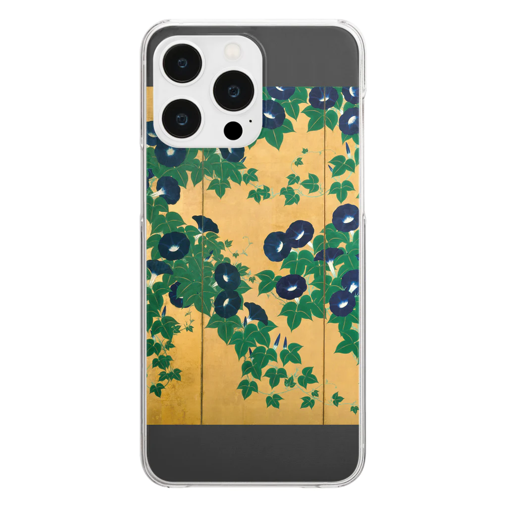 SONOTENI-ARTの002-001　鈴木其一　『朝顔図屏風』　クリア　スマホケース　iPhone 14ProMax/14Plus/13ProMax/12ProMax/11ProMax専用デザイン　CC5-2 Clear Smartphone Case