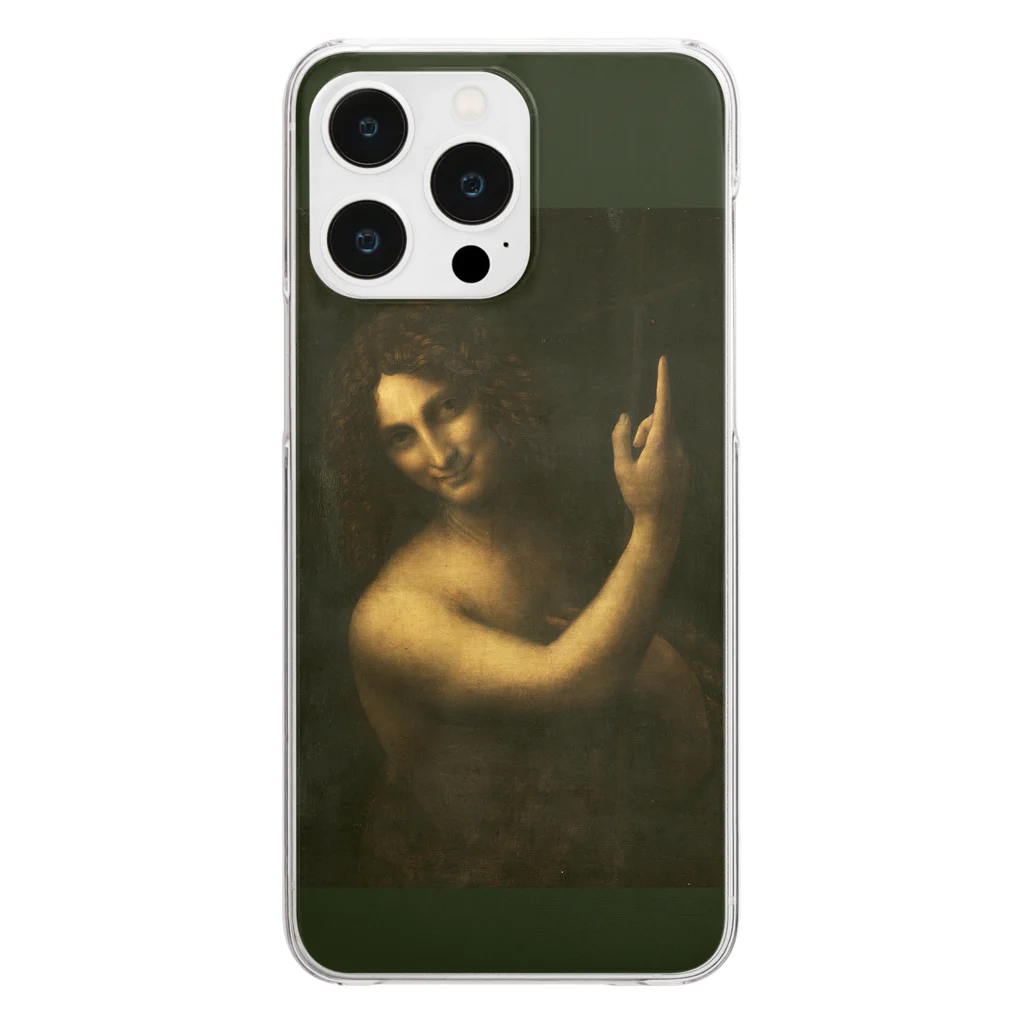 SONOTENI-ARTの018-003　レオナルド・ダ・ヴィンチ　『洗礼者ヨハネ』　クリア　スマホケース　iPhone 14ProMax/14Plus/13ProMax/12ProMax/11ProMax専用デザイン　CC5-2 Clear Smartphone Case