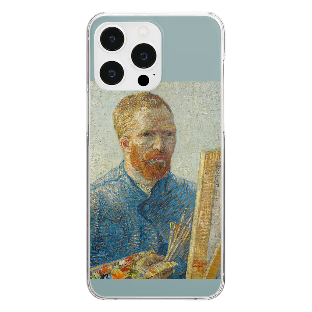 SONOTENI-ARTの005-020　ゴッホ　『画家としての自画像』　クリア　スマホケース　iPhone 14ProMax/14Plus/13ProMax/12ProMax/11ProMax専用デザイン　CC5-2 Clear Smartphone Case