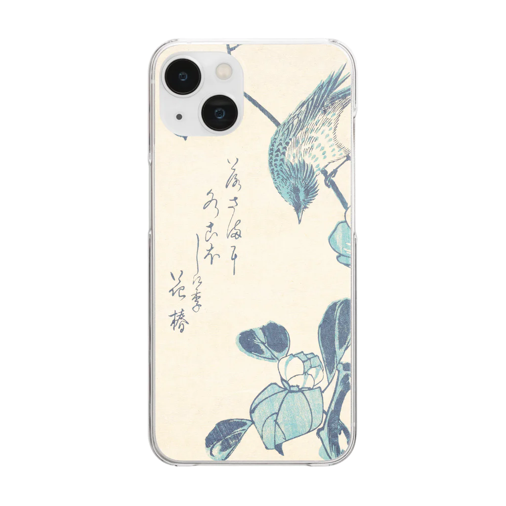 SONOTENI-ARTの024-003　歌川広重　『椿と鳥』　クリア　スマホケース　iPhone 14/14Pro/13/13Pro/12/12Pro/11専用デザイン　CC5-1 Clear Smartphone Case