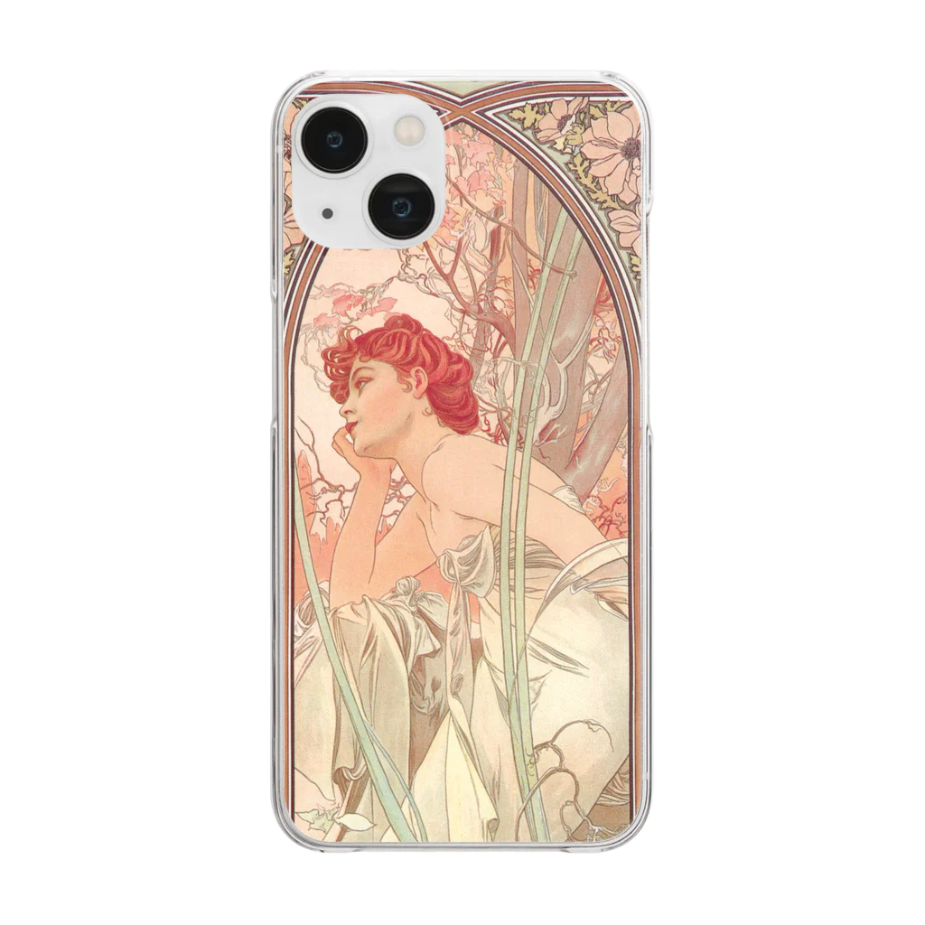 SONOTENI-ARTの014-011　アルフォンス・ミュシャ　『時の流れ：夕べの夢想』　クリア　スマホケース　iPhone 14/14Pro/13/13Pro/12/12Pro/11専用デザイン　CC5-1 Clear Smartphone Case