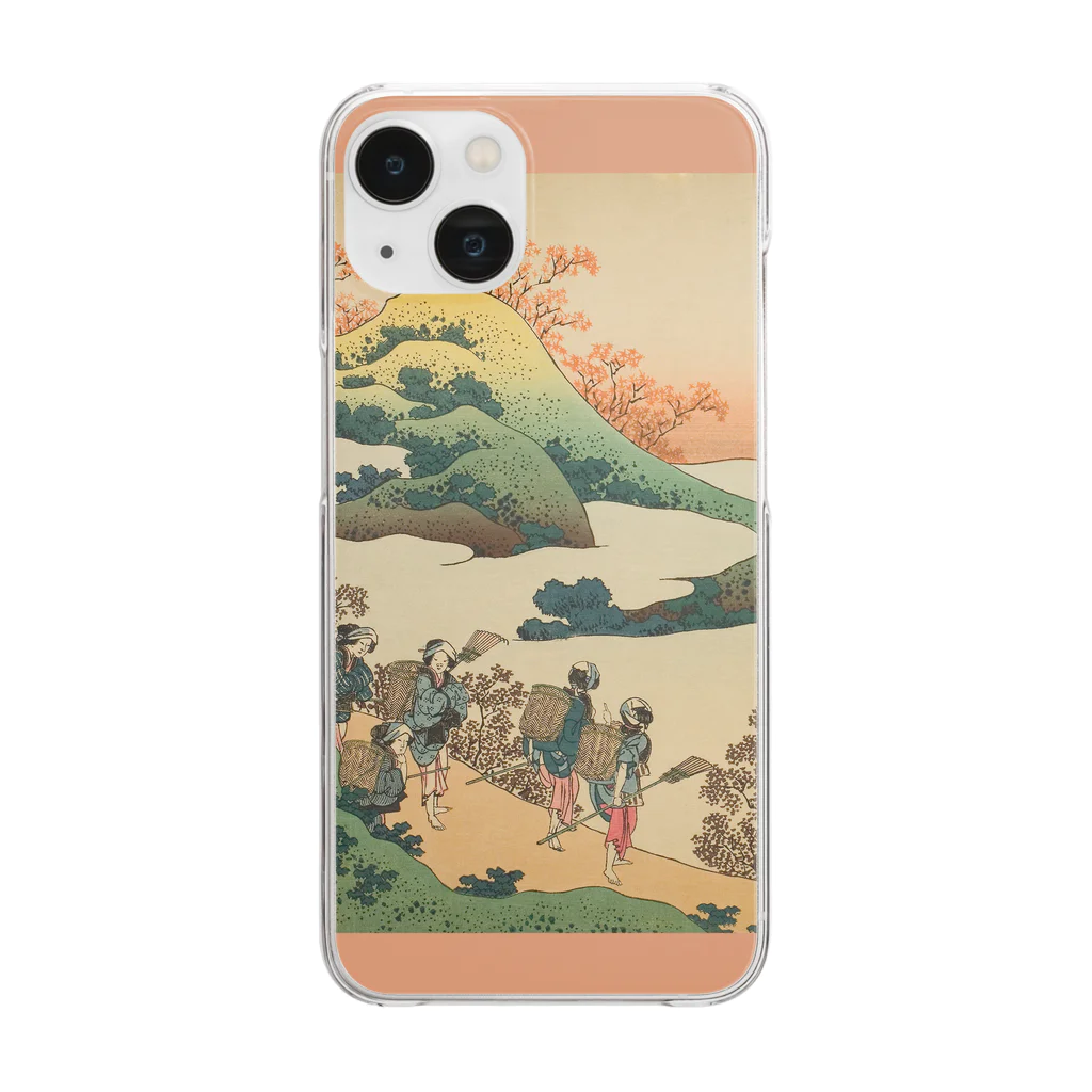 SONOTENI-ARTの003-012　葛飾北斎　『百人一首　乳母かゑとき　猿丸太夫』　クリア　スマホケース　iPhone 14/14Pro/13/13Pro/12/12Pro/11専用デザイン　CC5-1 Clear Smartphone Case