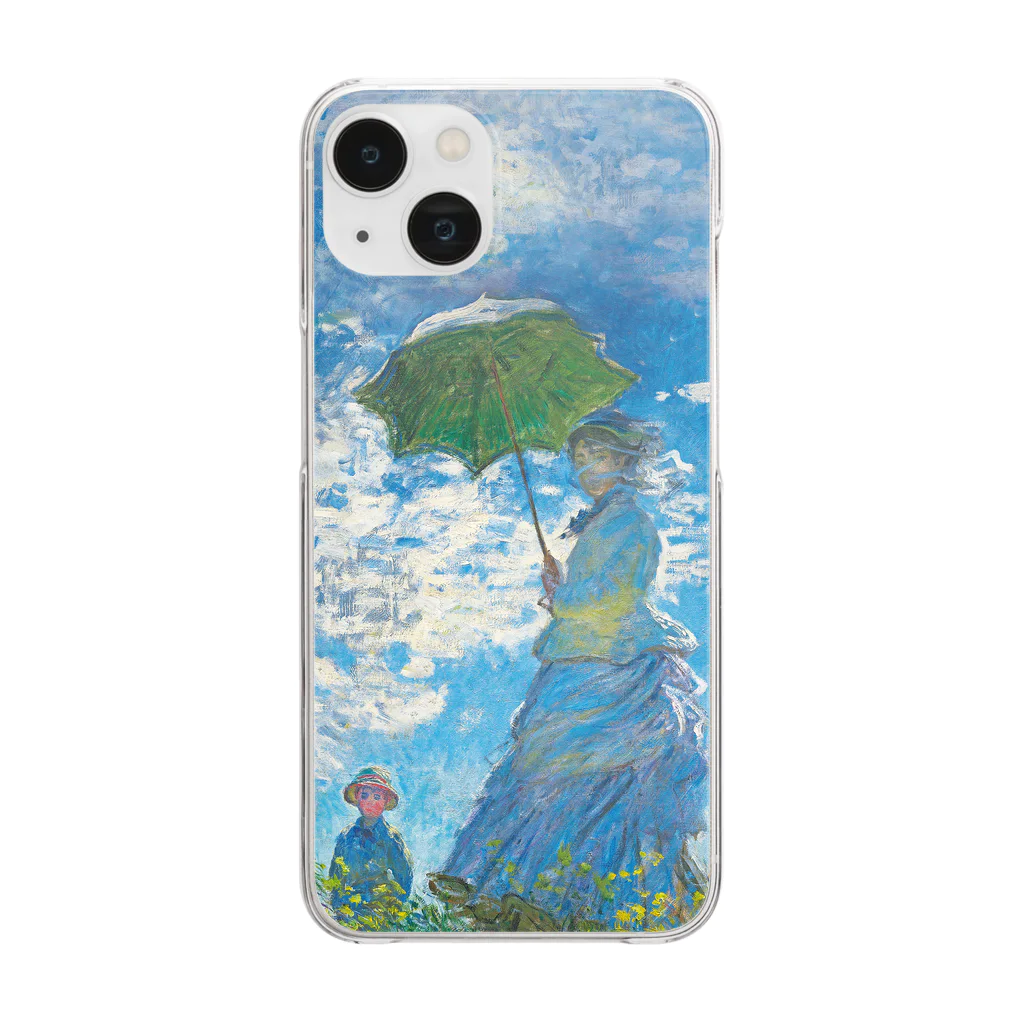 モネ 散歩、日傘をさす女性 スマホケース ハードクリアケース 人気