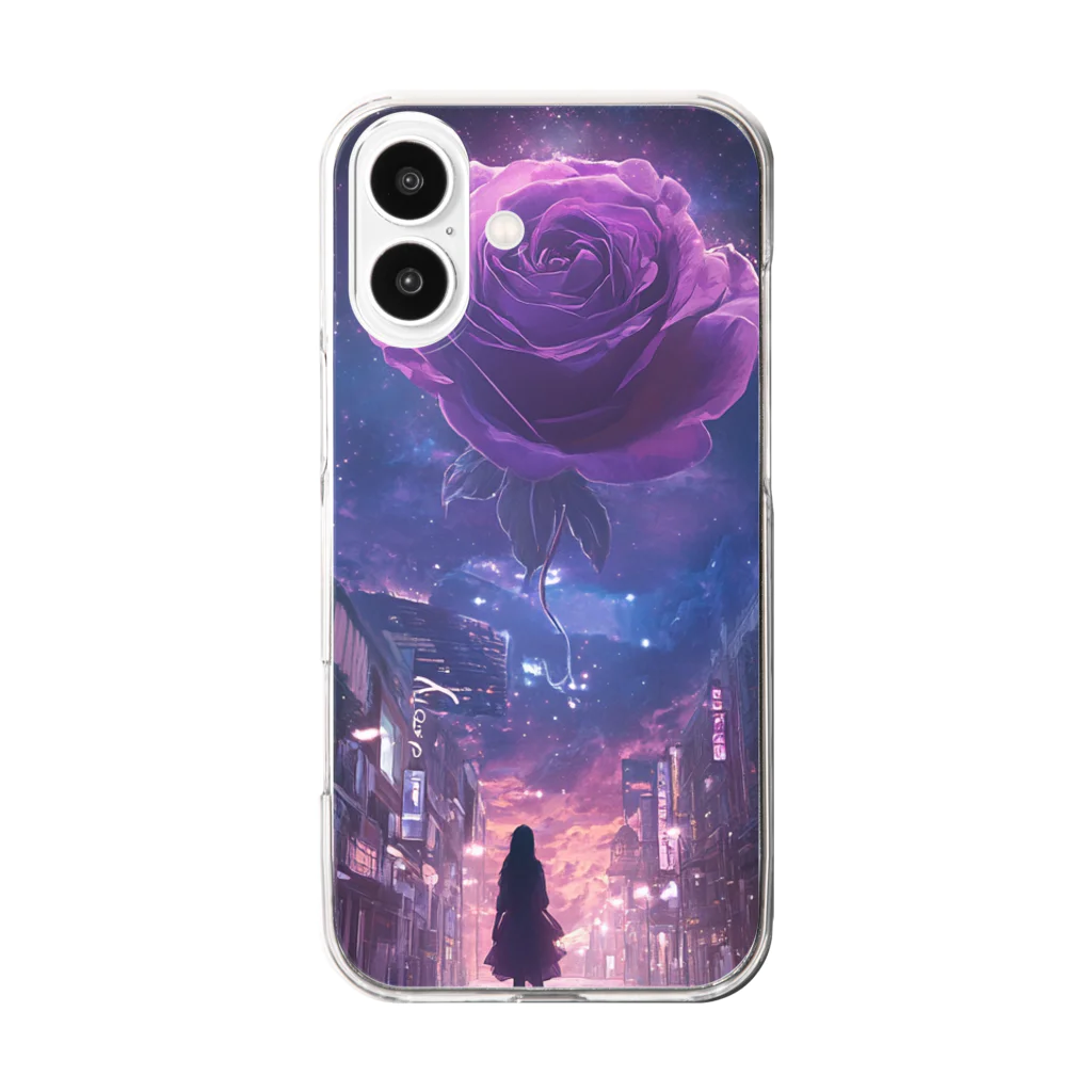 SamuraiMetaverseの紫の薔薇　ねむらぶ1425 Clear Smartphone Case