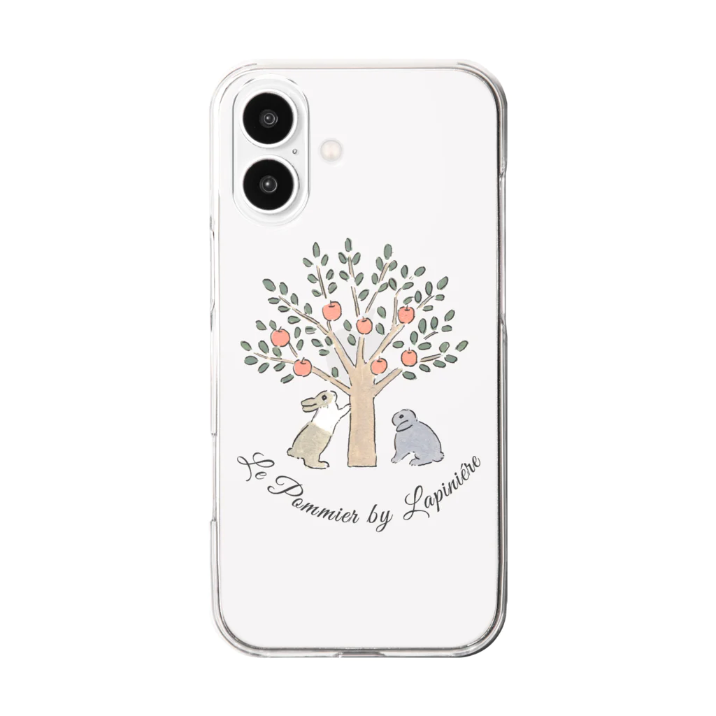 lapiniere ラピニエールのリンゴの木とうさぎさん Clear Smartphone Case