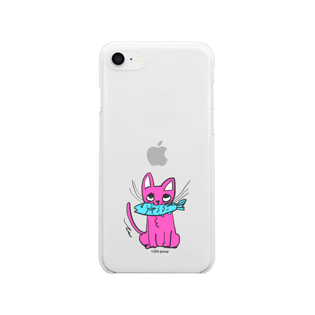 Official GOODS Shopのお魚くわえたピンクニャーンコ Clear Smartphone Case