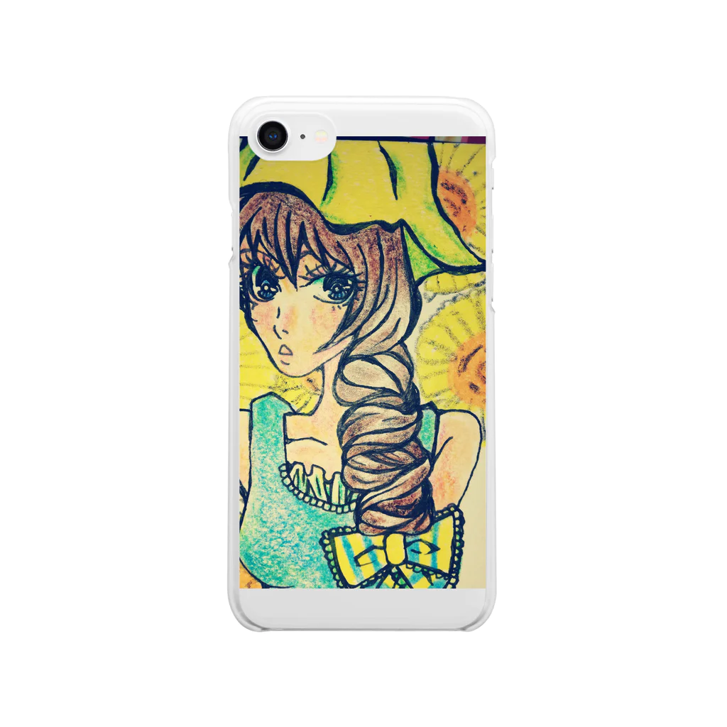 芥 柴太郎。(数式レスポール)の向日葵と少女｡ Clear Smartphone Case