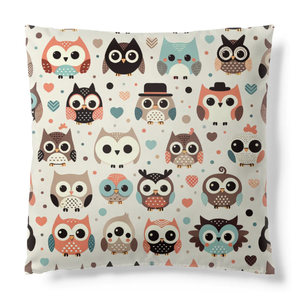 18ban's shopのフクロウドット柄 Cushion