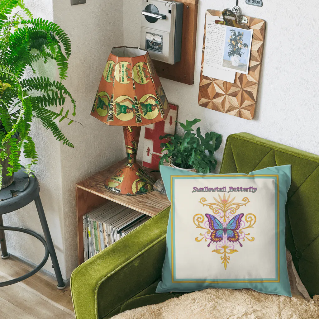 アトリエ彩楽（しゃらく）雑貨店のSwallowtailButterfly：パステル Cushion
