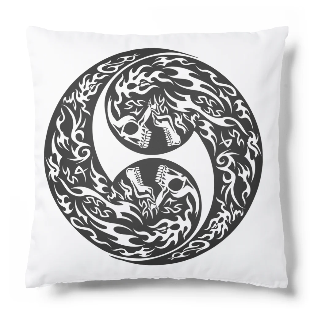 Ａ’ｚｗｏｒｋＳの合わせ髑髏二つ巴 薄墨（オリジナル家紋シリーズ） Cushion