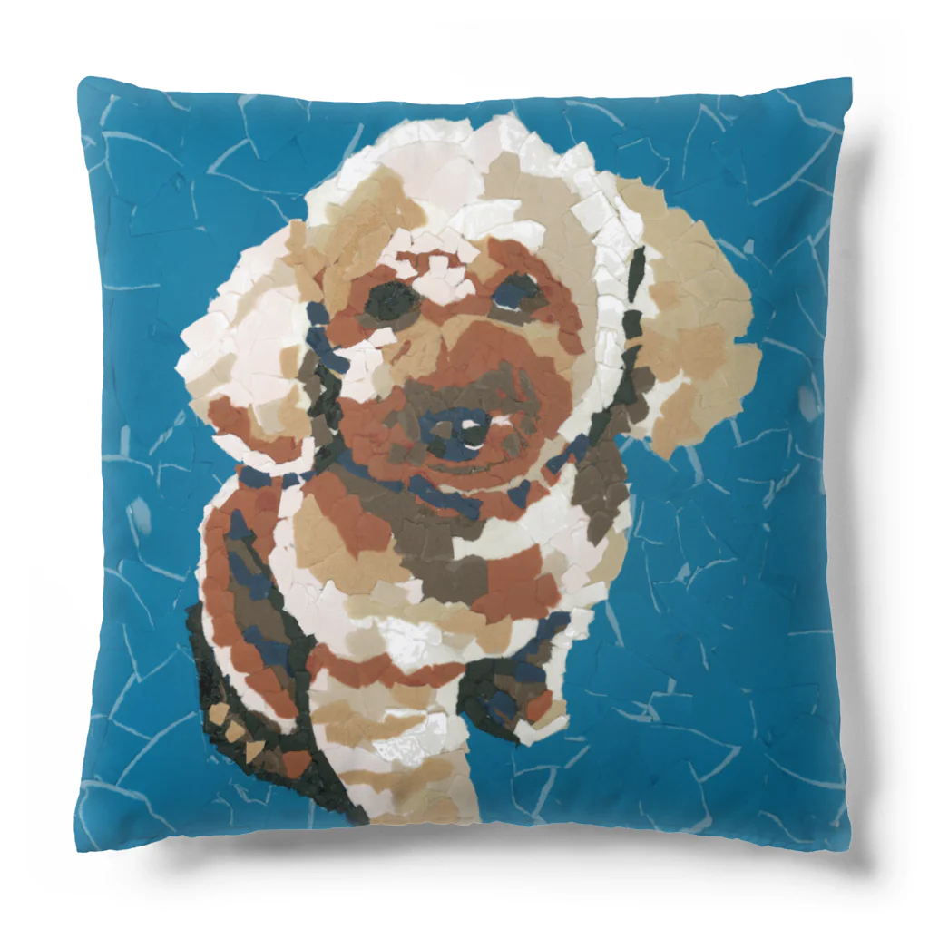 Yuhki | おばけのゆうき 公式オンラインショップのトイプードルのあん(ちぎり絵/青) Cushion
