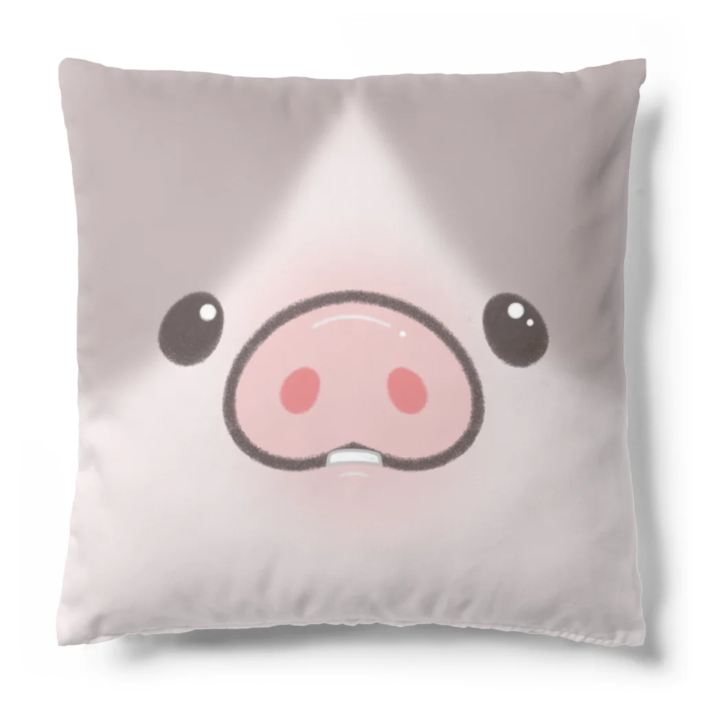 しらたまちゃんSHOPu〜🐽のお顔とお尻 しらたまちゃんドアップ Cushion
