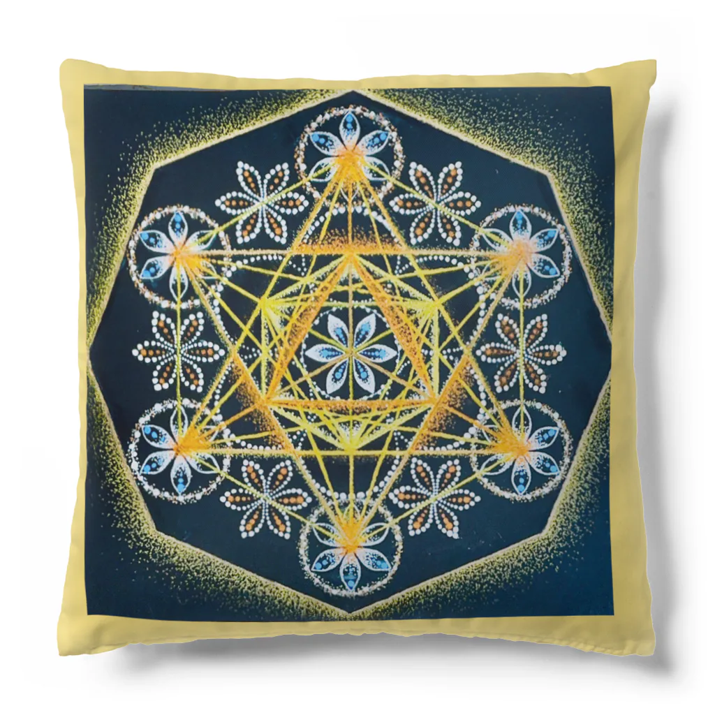 目醒めの魔法陣アーティスト☆岡山紫音のメタトロンフラワー(ゴールド) Cushion