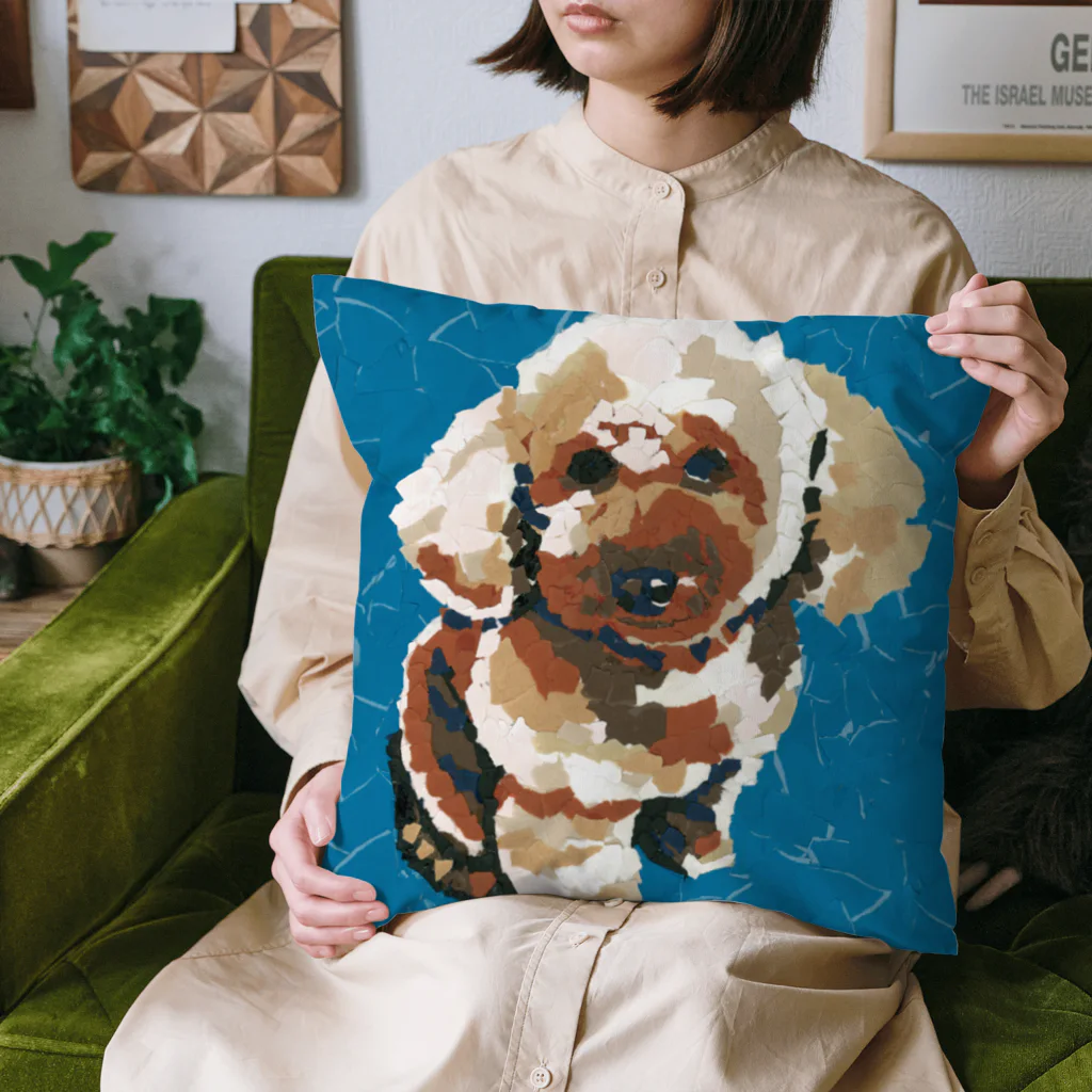 Yuhki | おばけのゆうき 公式オンラインショップのトイプードルのあん(ちぎり絵/青) Cushion