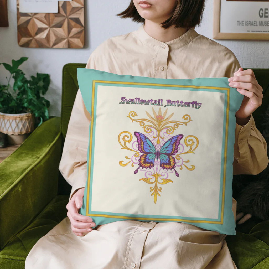 アトリエ彩楽（しゃらく）雑貨店のSwallowtailButterfly：パステル Cushion