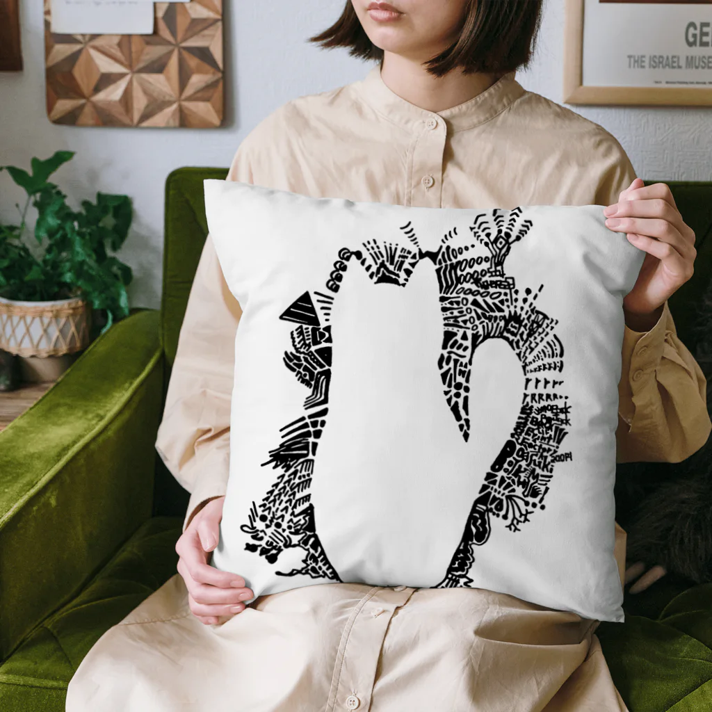 BackPrintFactoryの猫シルエット　落書き Cushion