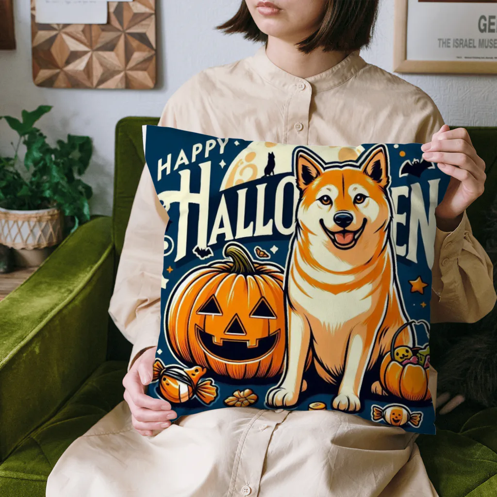 Naoki21のDOG x HALLOWEEN 03🟦(濃色用) Cushion