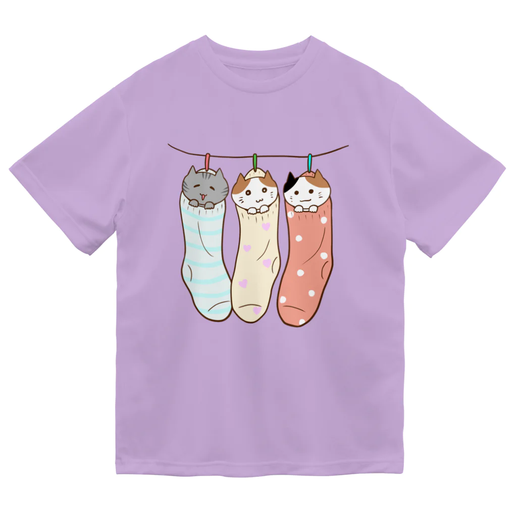 ぽんぽこあんぽんたんの靴下にゃんこ Dry T-Shirt