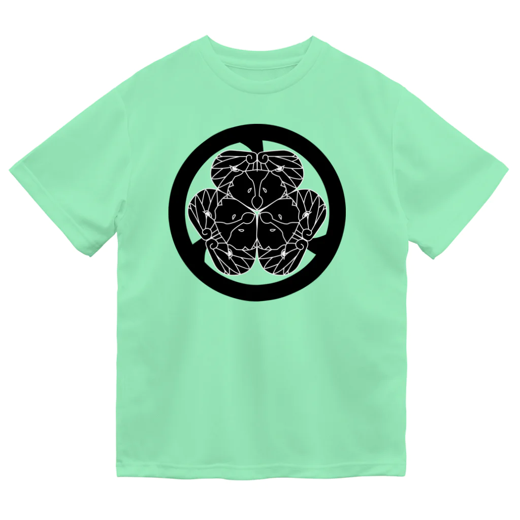 『Nothing Is Real』-- IN SUZURIの動物家紋。H.T.（三つ葉葵ハシビロコウ）黒 Dry T-Shirt