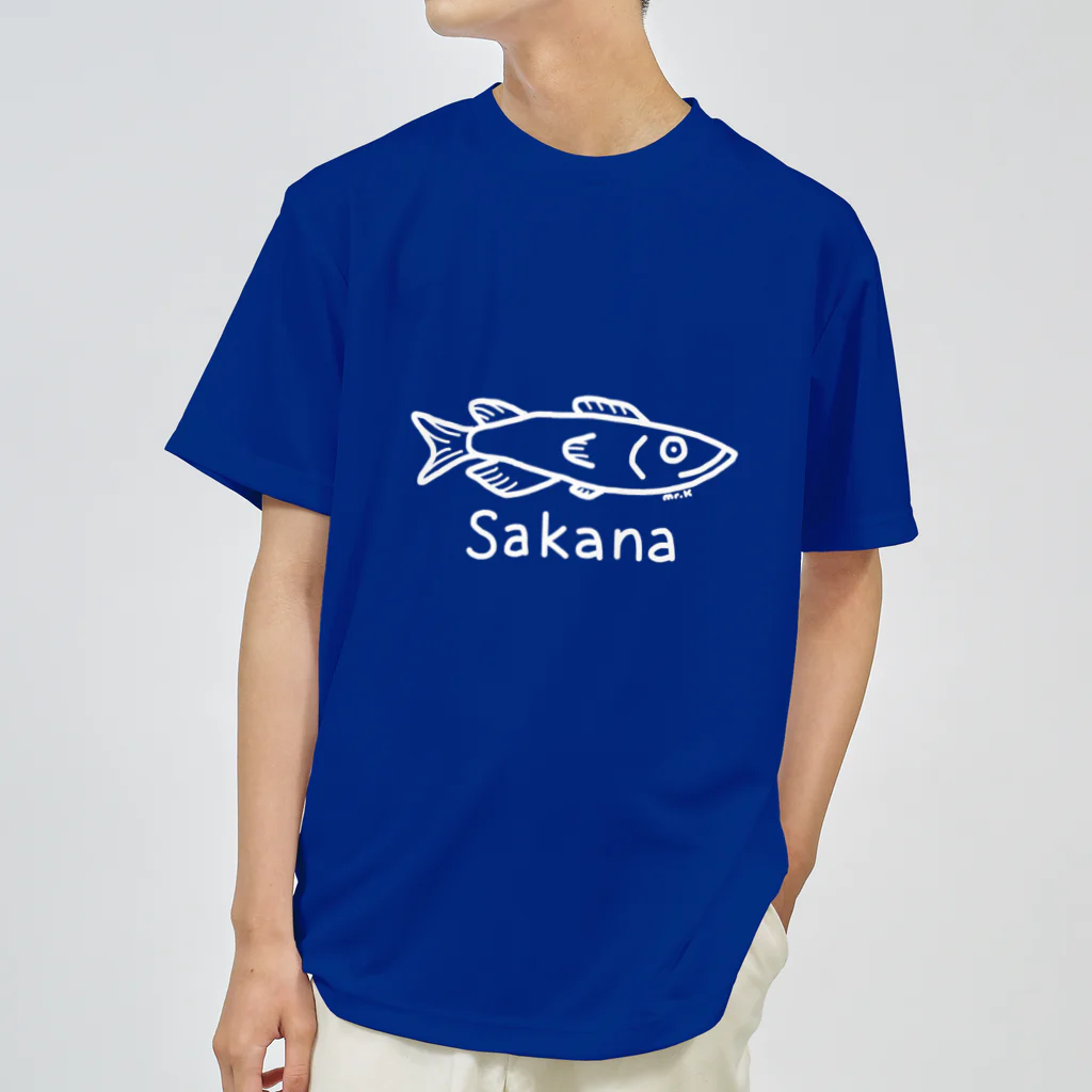 青色の魚イラストTシャツ t1500_a-zxc554