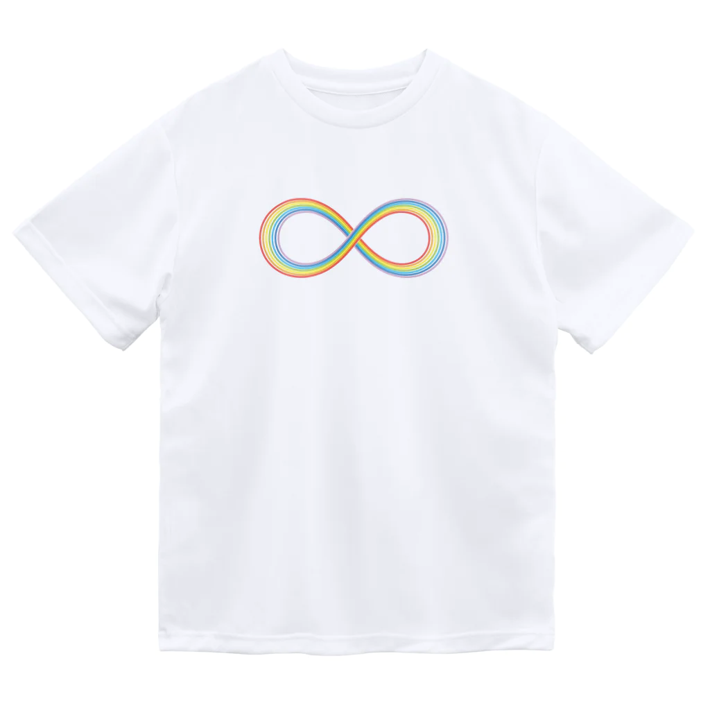 MIRROR9【新品タグ付き】レインボーTシャツ Lサイズ ホワイト カラフルなレインボーカラーの無限 ∞マーク / kimchinのドライT