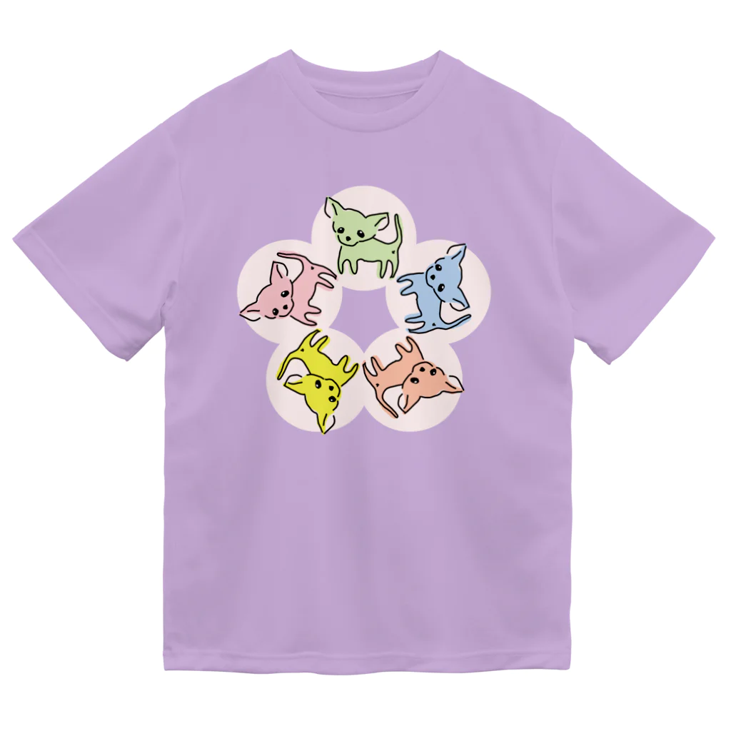 akane_art（茜音工房）のゆるチワワ（フラワーサークル） Dry T-Shirt