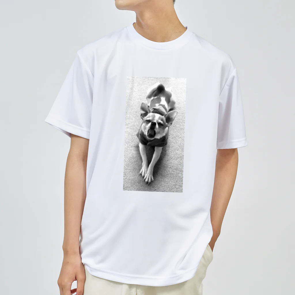 akane_art（茜音工房）のモノクロチワワ（あくび） Dry T-Shirt